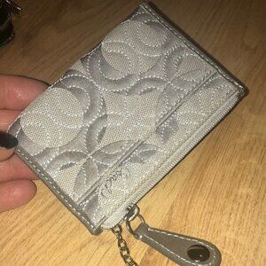 Coach Gray Zipper Key Chain Credit Card Wallet